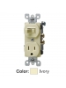 Leviton 5225-I - Duplex Style Single-Pole / 5-15R AC Combination Switch - 15 Amp - 120 Volt - Commercial Grade - Side Wired - Grounding - Ivory